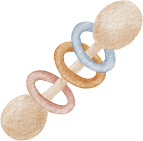 Baby Watercolor Vintage Wooden Rattle Toy